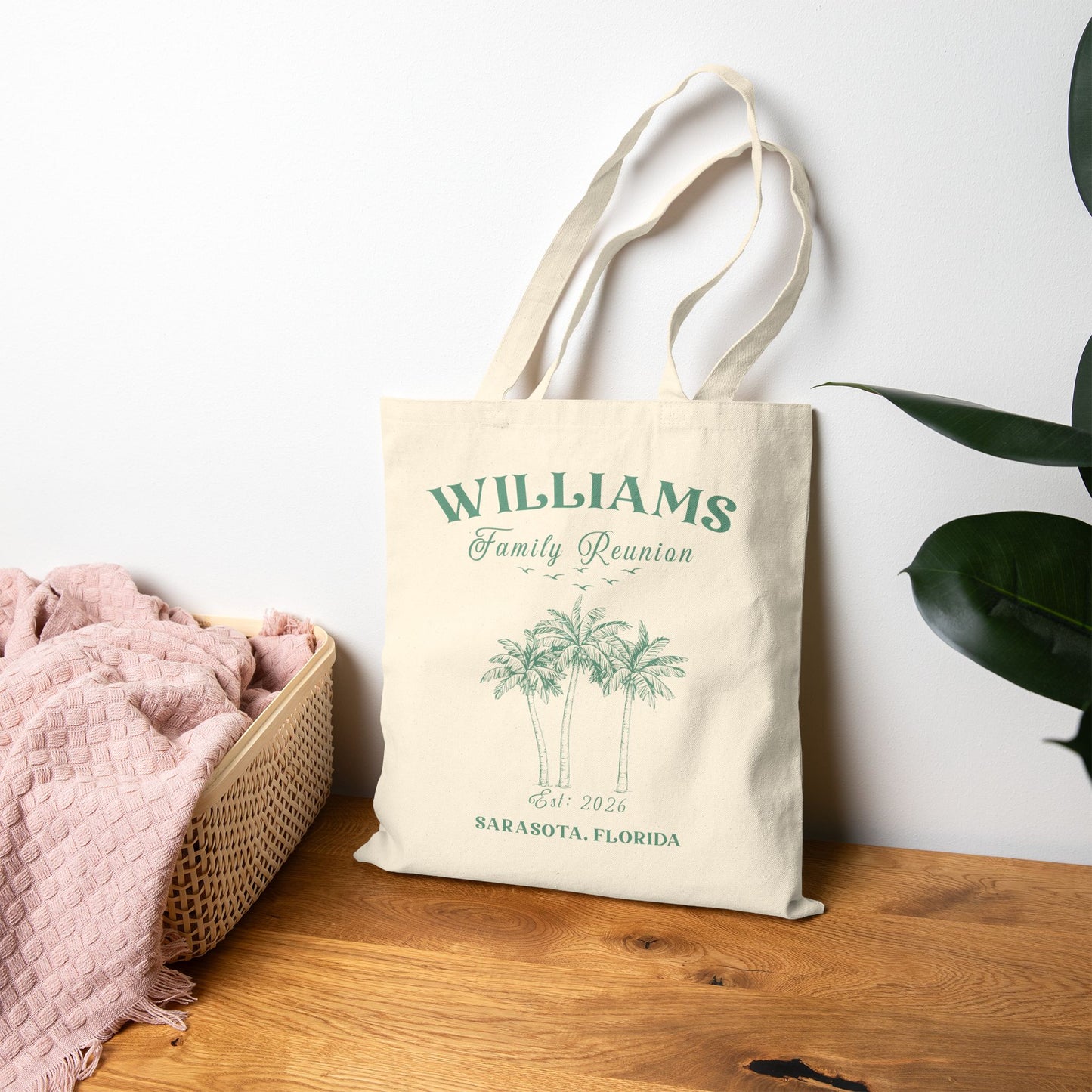 Personalized Family Reunion Tote Bag Beach Design