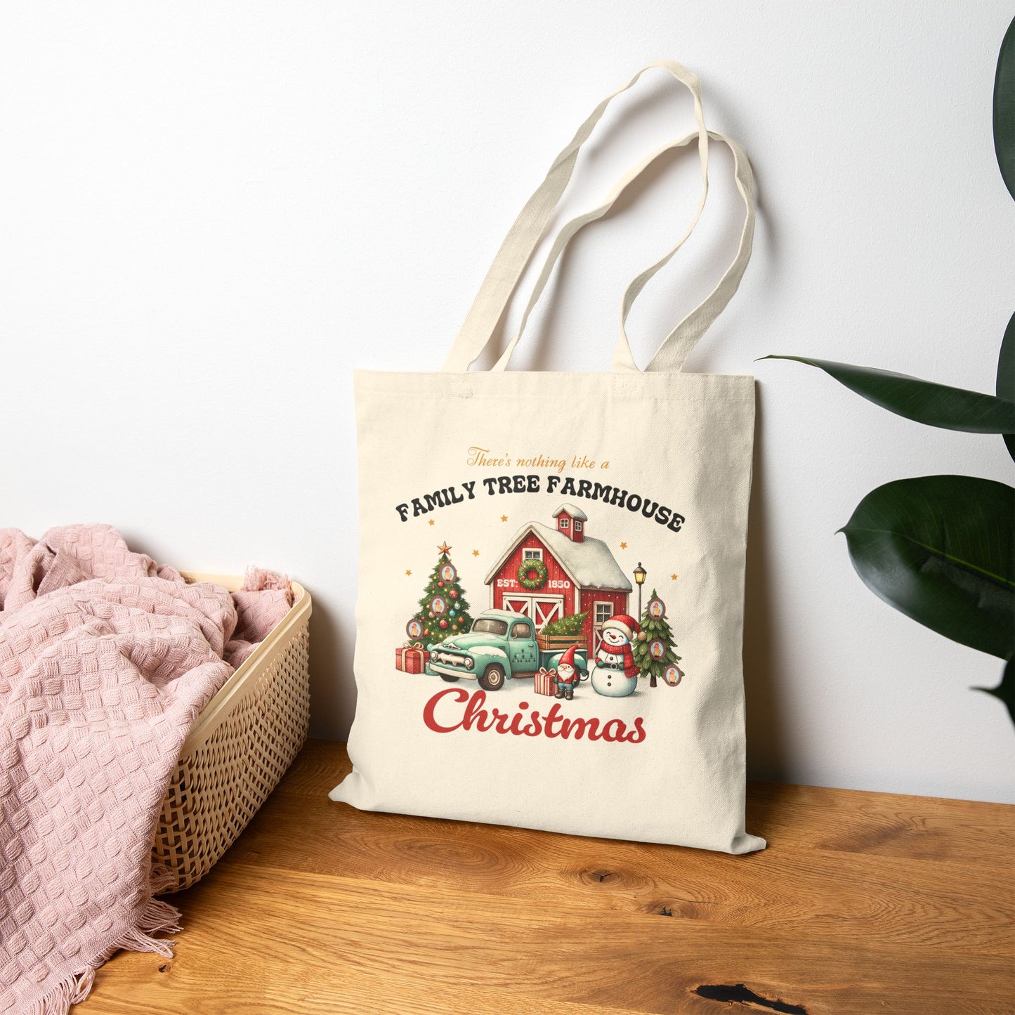 Family Tree Farmhouse Christmas Tote