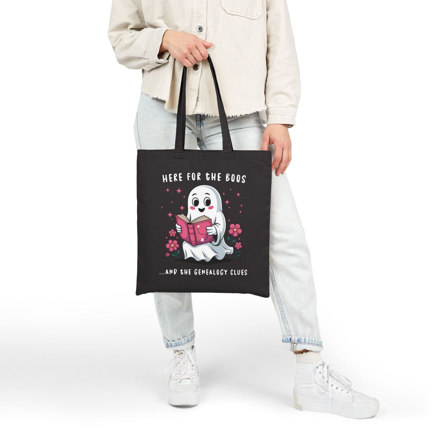Here for the Boos and Family Clues Ghost Tote Bag