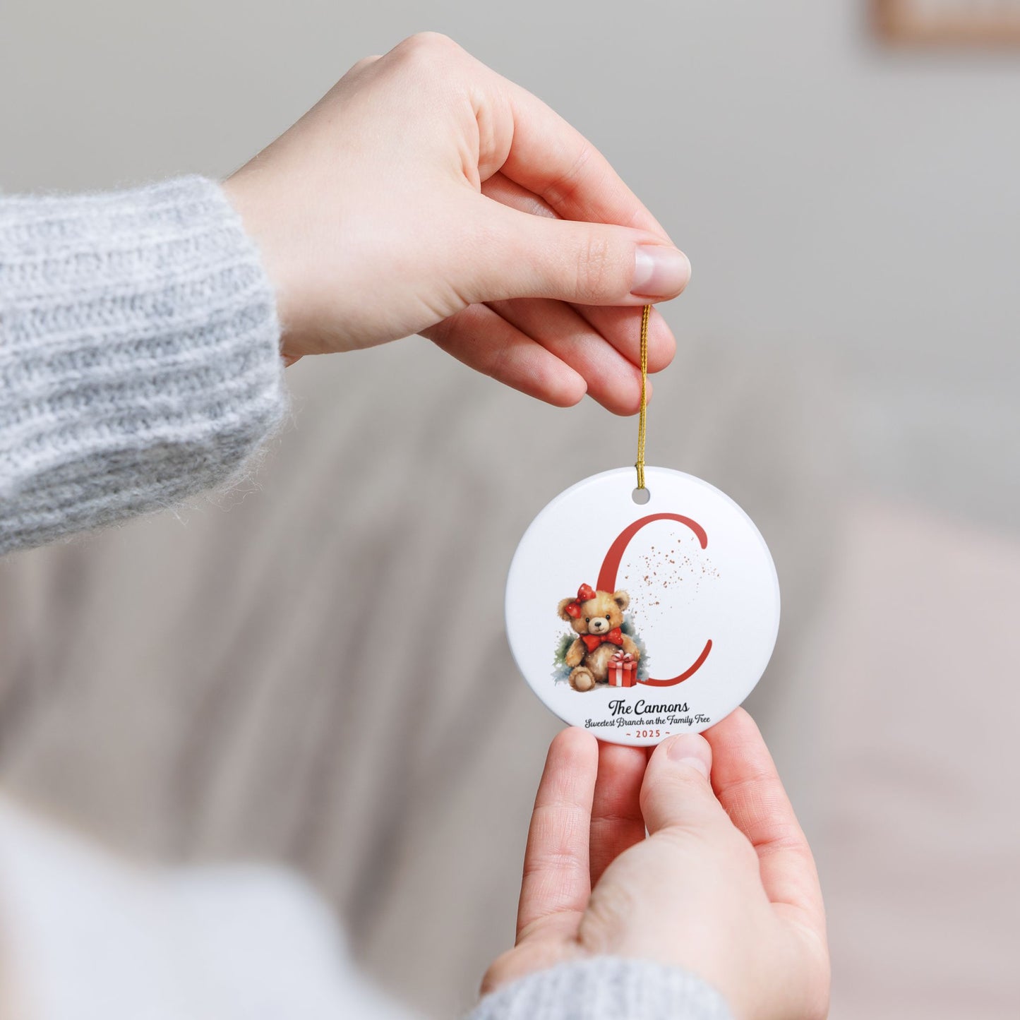 Ceramic Teddy Custom Name Ornament