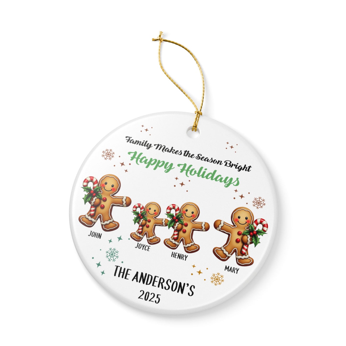 Personalized Gingerbread Family Christmas Ornament