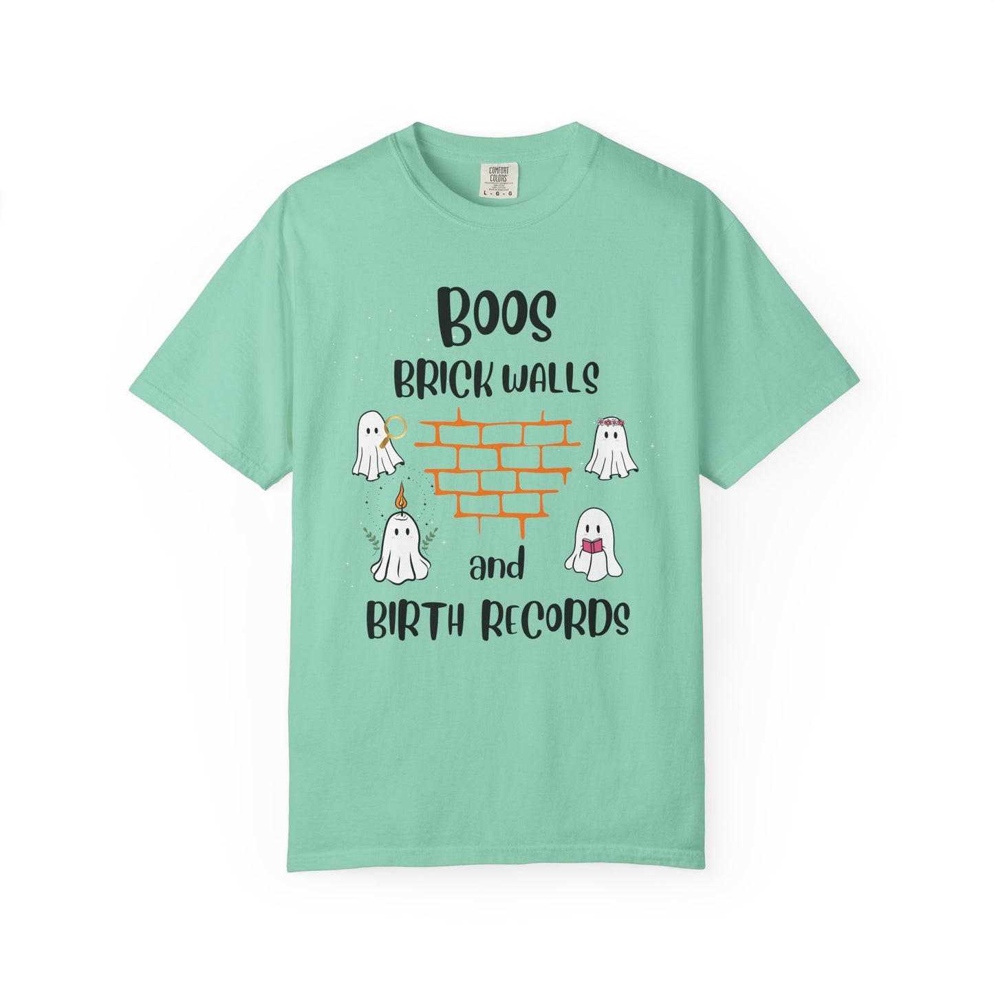 Boos, Brick Walls and Birth Records Halloween Genealogy Shirt