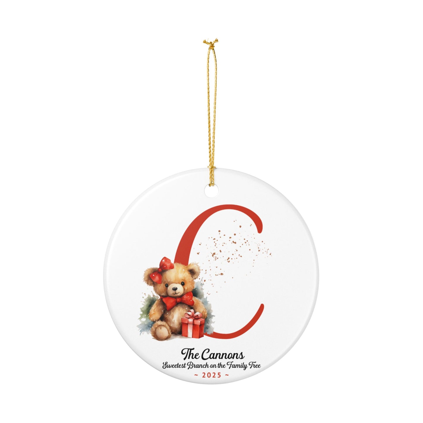 Ceramic Teddy Custom Name Ornament