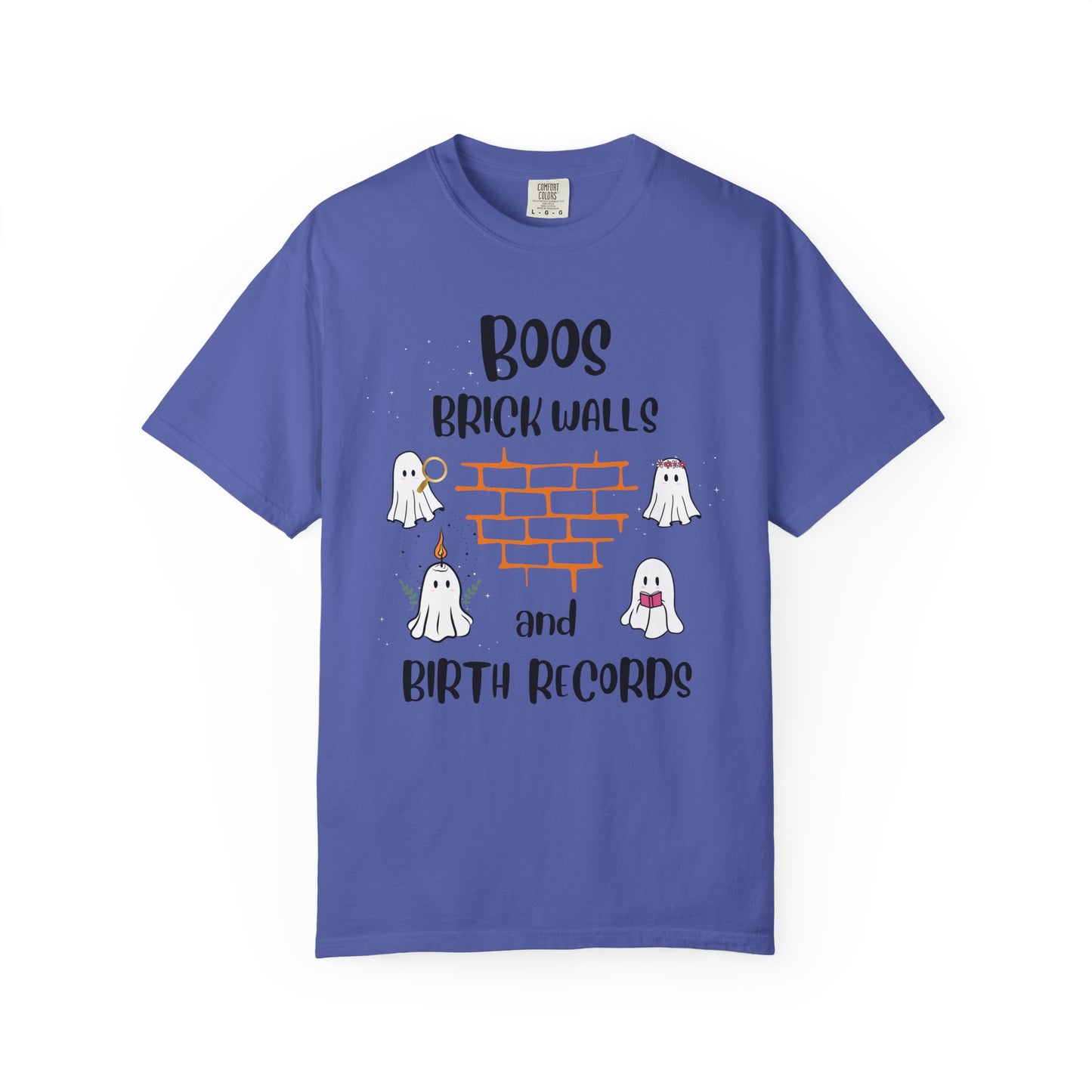 Boos, Brick Walls and Birth Records Halloween Genealogy Shirt