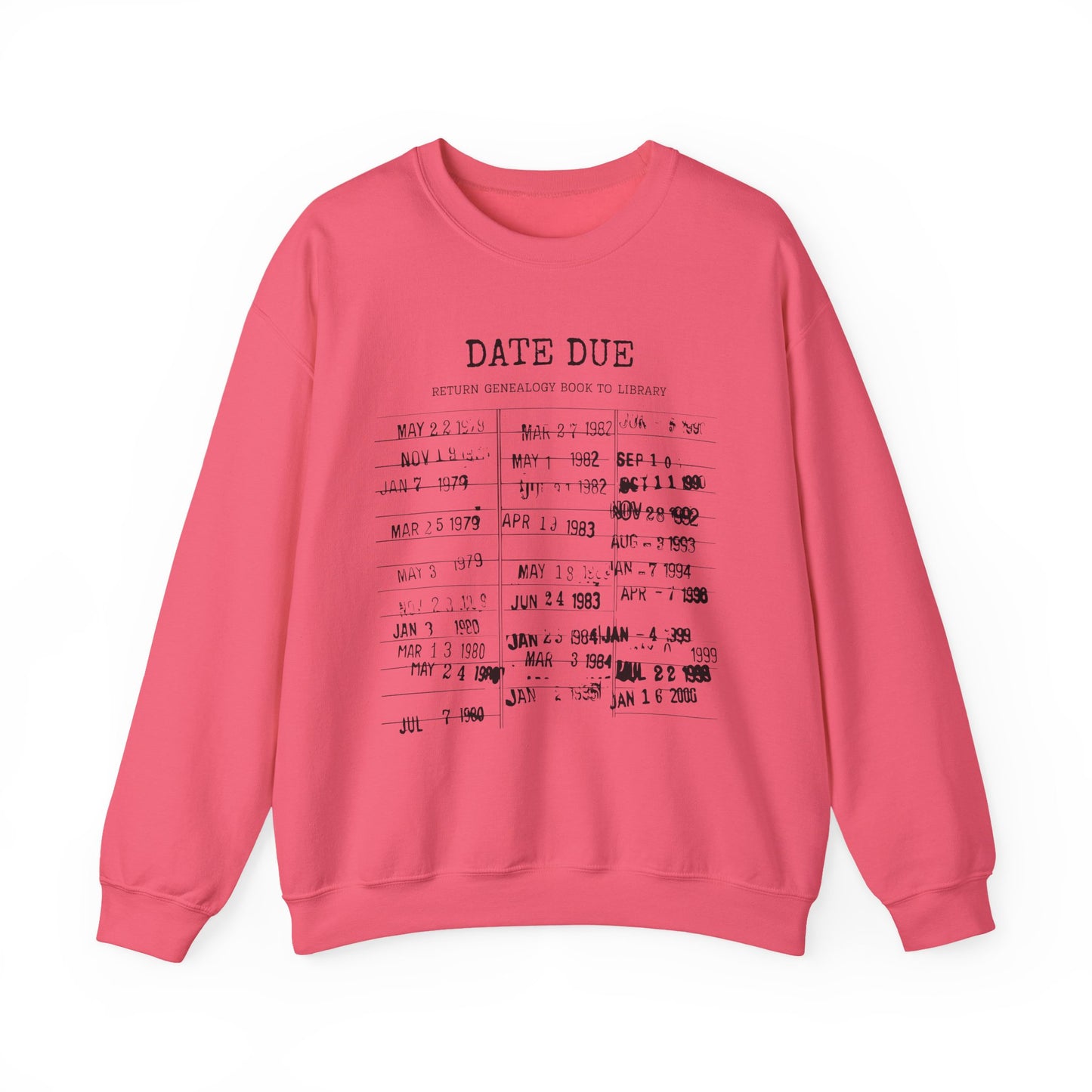 Genealogy Library Card Date Due Genealogy Sweatshirt