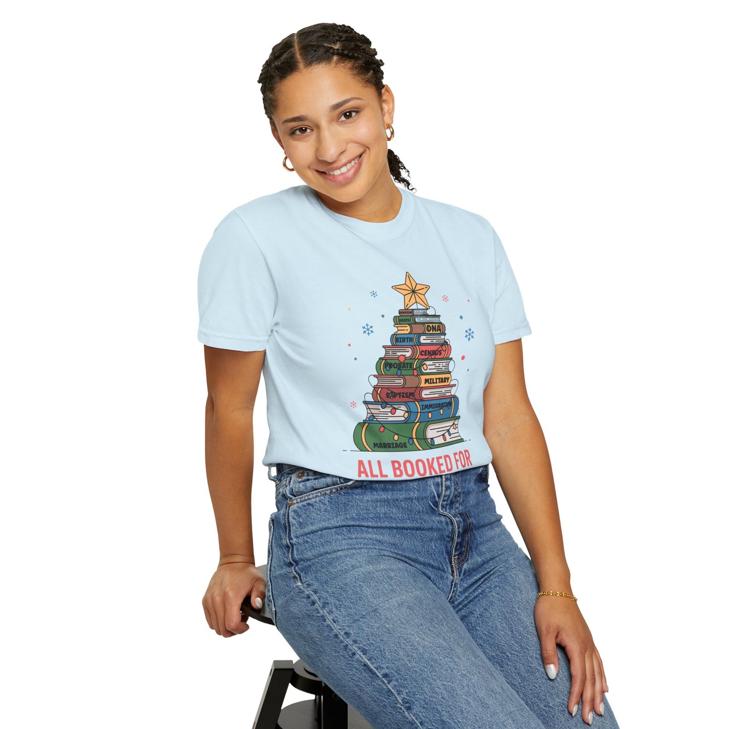 All Booked for Christmas Genealogy T-Shirt
