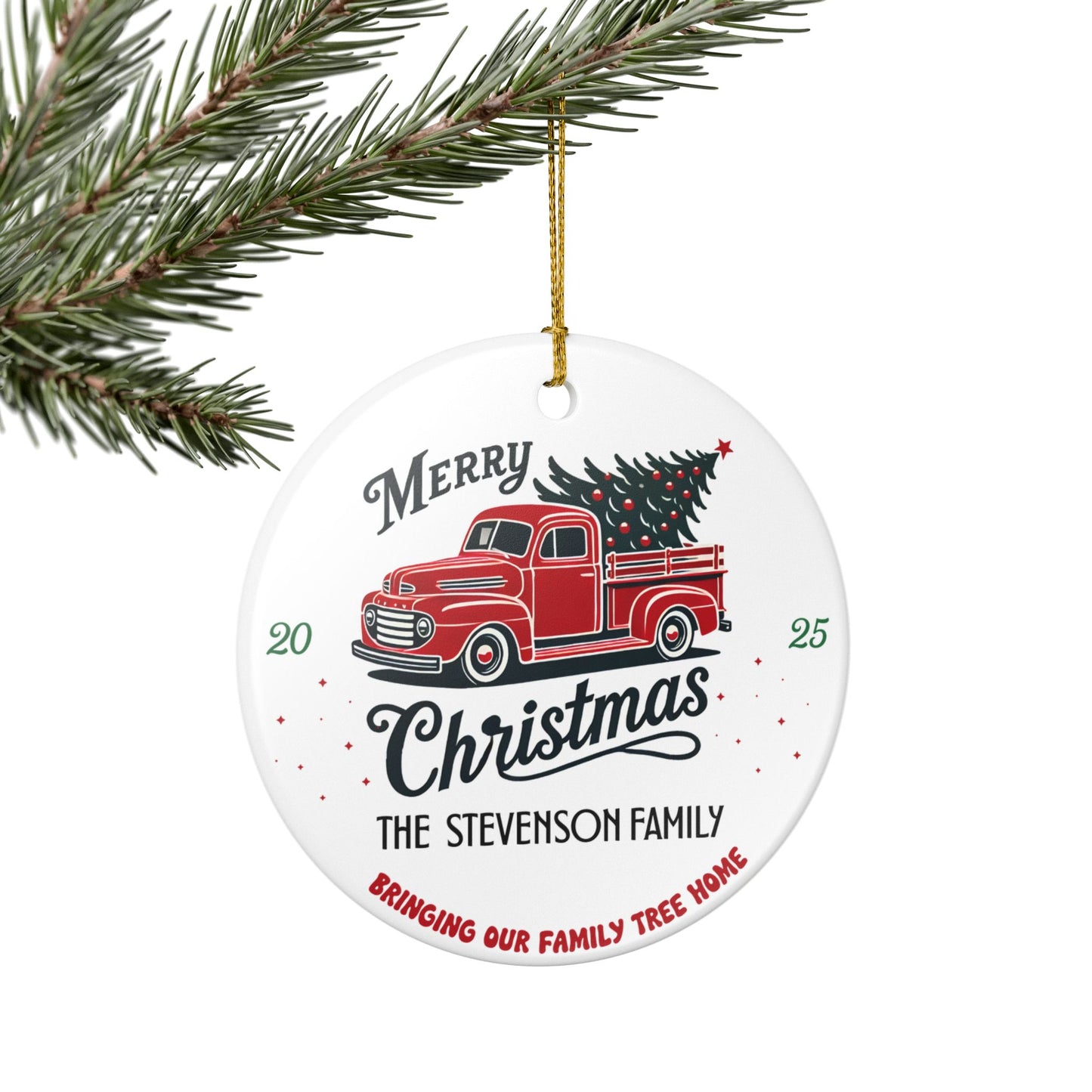 Personalized Vintage Truck Family Christmas Ornament