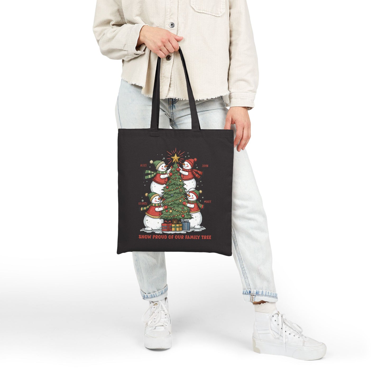 Snow Proud of Our Family Tree Tote Bag