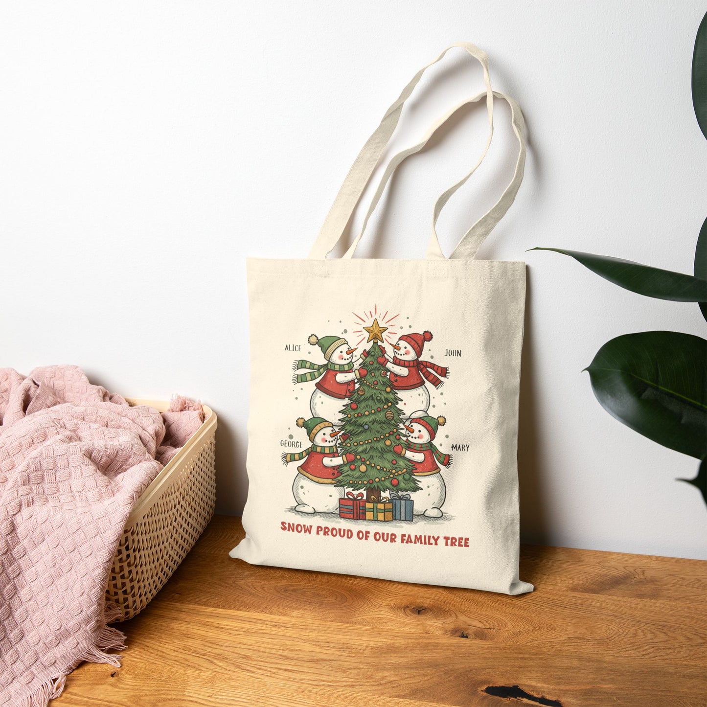 Snow Proud of Our Family Tree Tote Bag