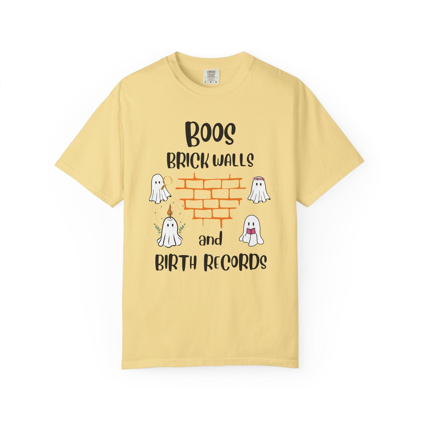 Boos, Brick Walls and Birth Records Halloween Genealogy Shirt