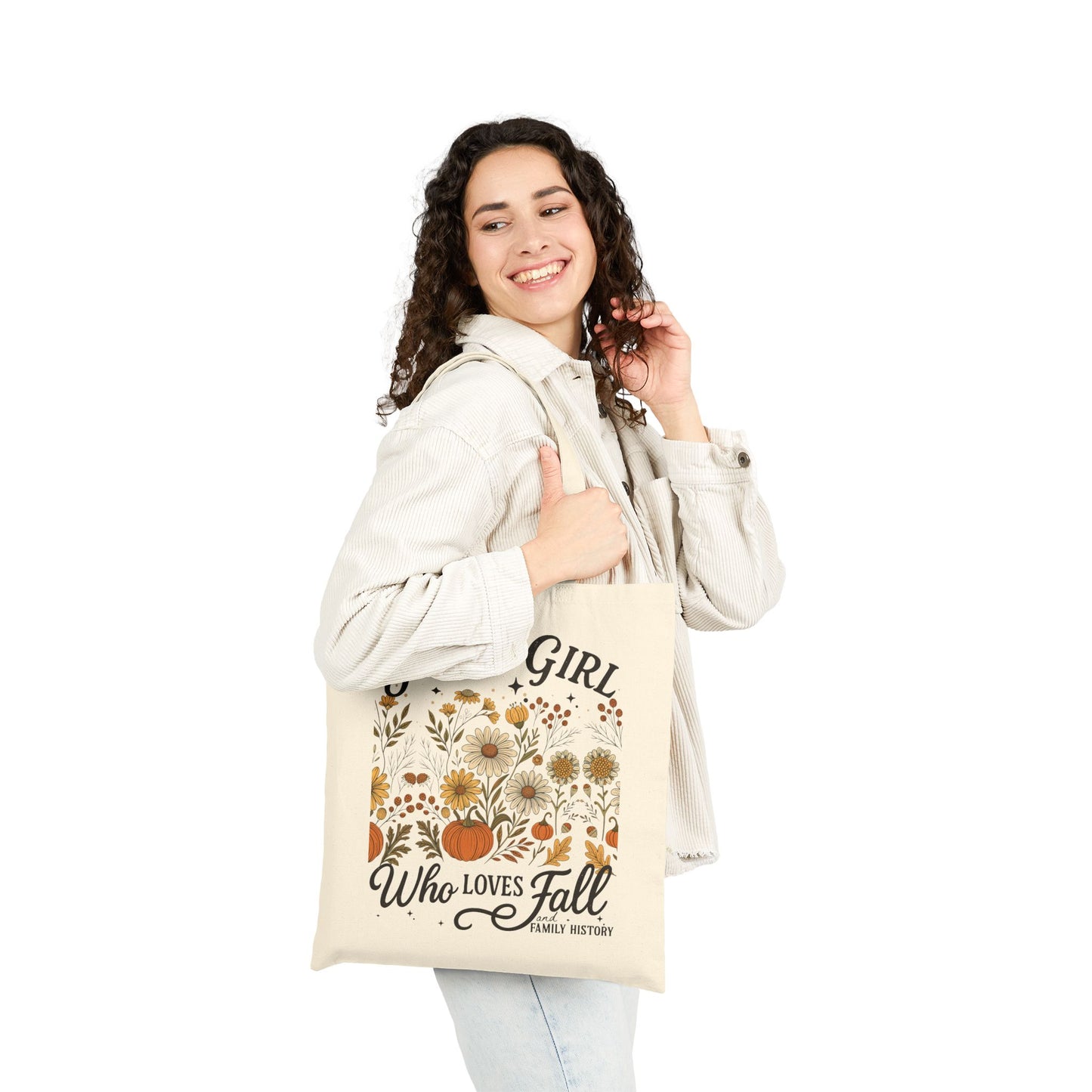 Just a Girl Who Loves Fall and Family History Tote Bag