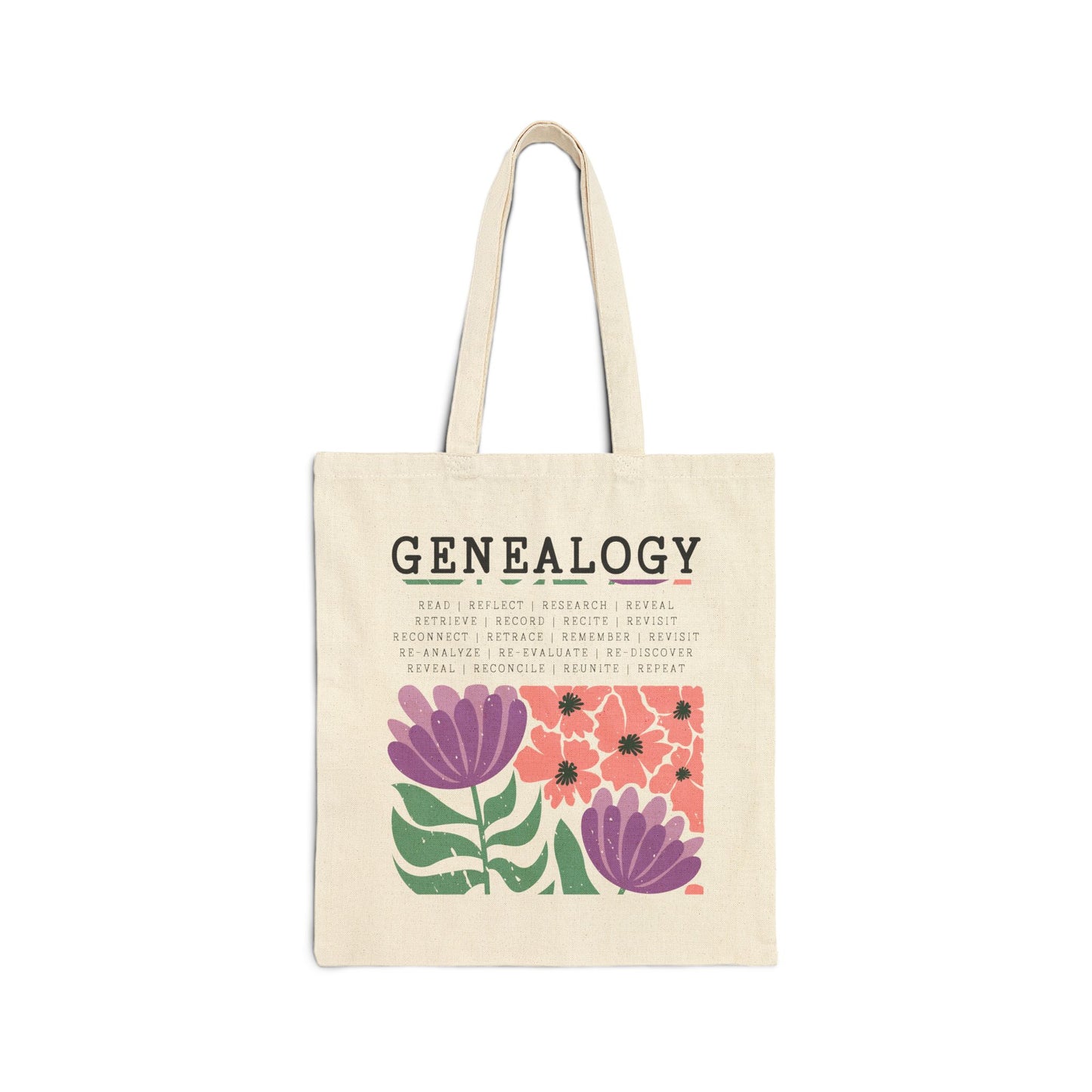 Bold Floral Genealogy Tote Bag