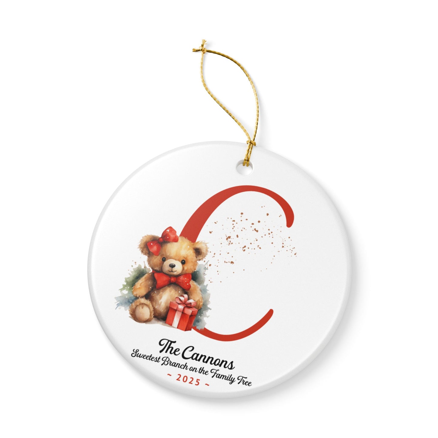 Ceramic Teddy Custom Name Ornament