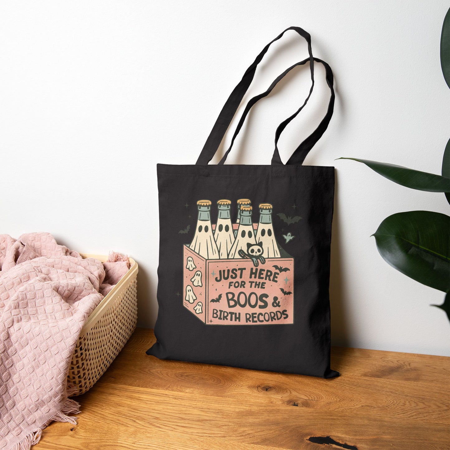 Just Here for the Boos and Birth Records Tote Bag