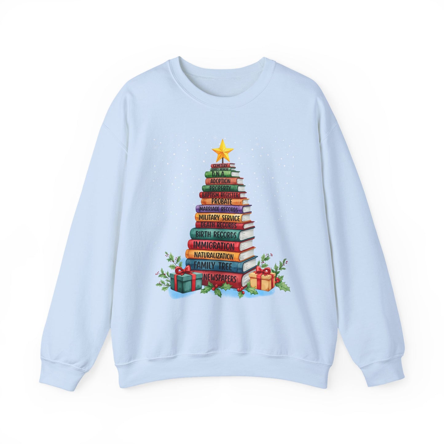 Cozy Genealogy Sweatshirt with Book Tree