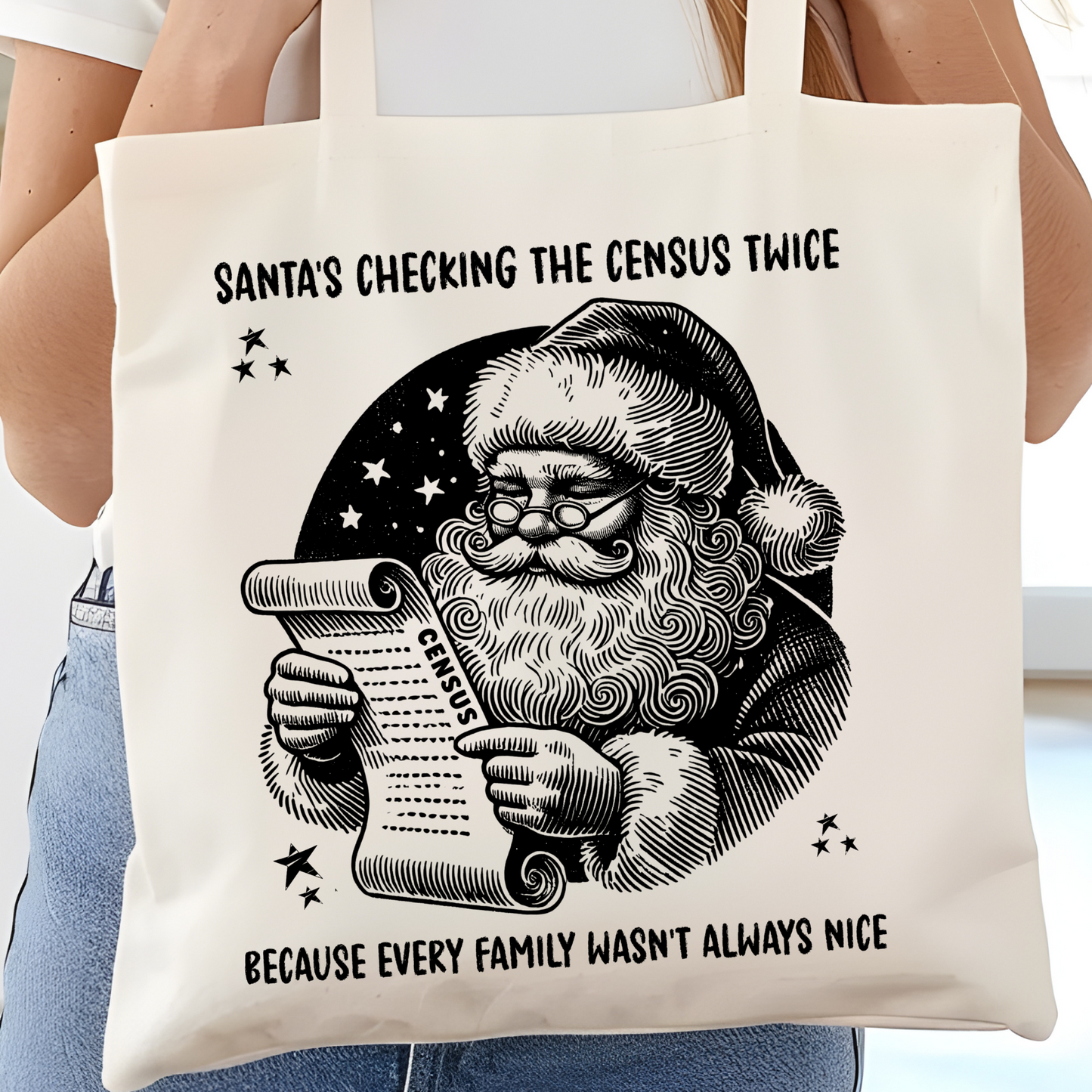 Santa’s Checking the Census Twice Tote Bag
