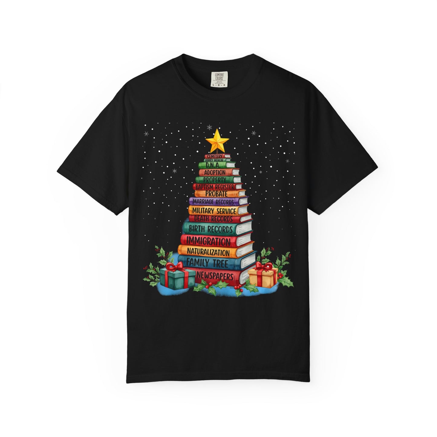 Christmas Book Tree Stack TShirt