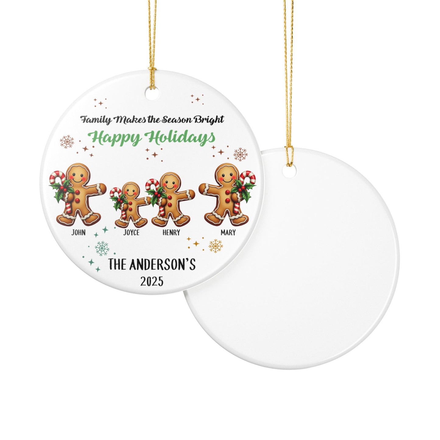 Personalized Gingerbread Family Christmas Ornament