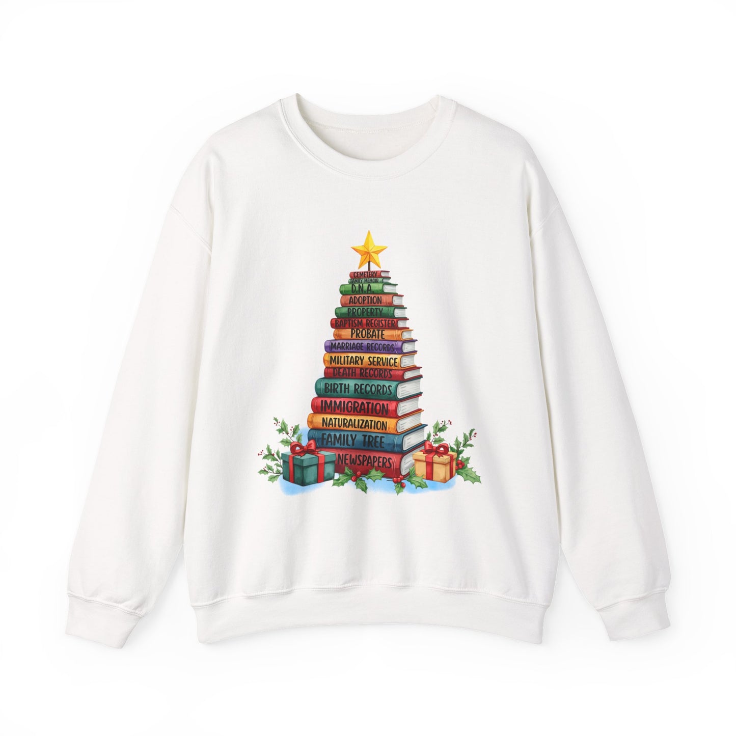 Cozy Genealogy Sweatshirt with Book Tree