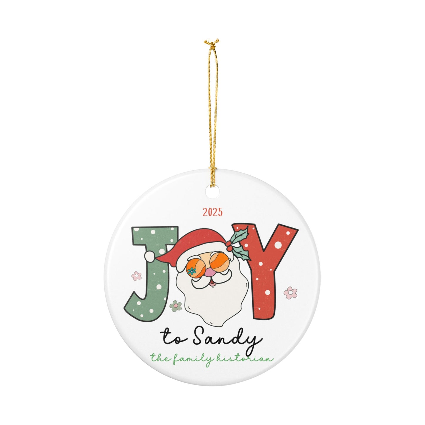 Personalized JOY Santa Ornament