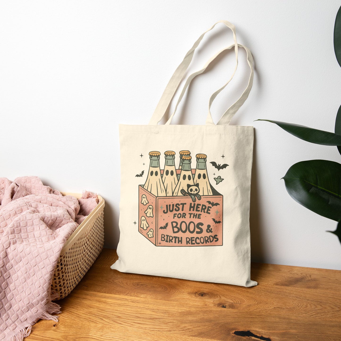 Just Here for the Boos and Birth Records Tote Bag