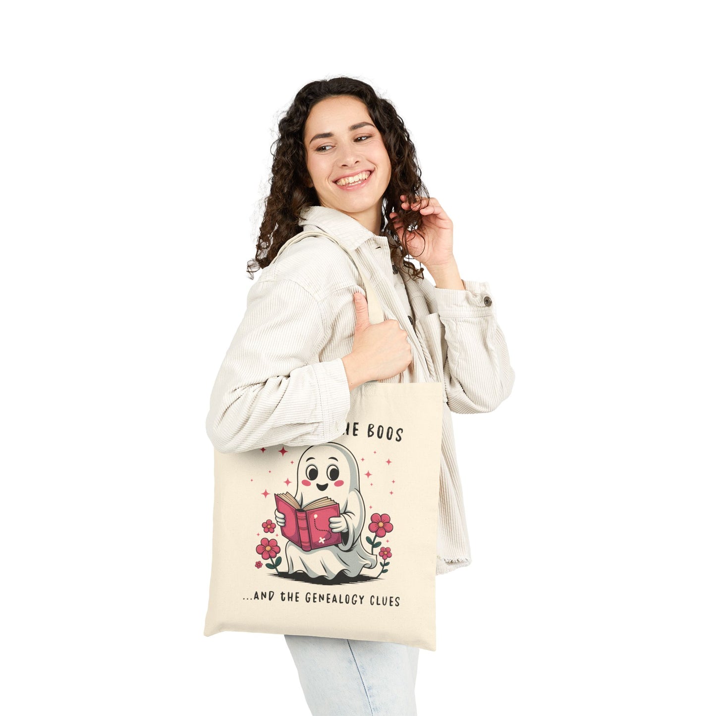 Here for the Boos and Family Clues Ghost Tote Bag