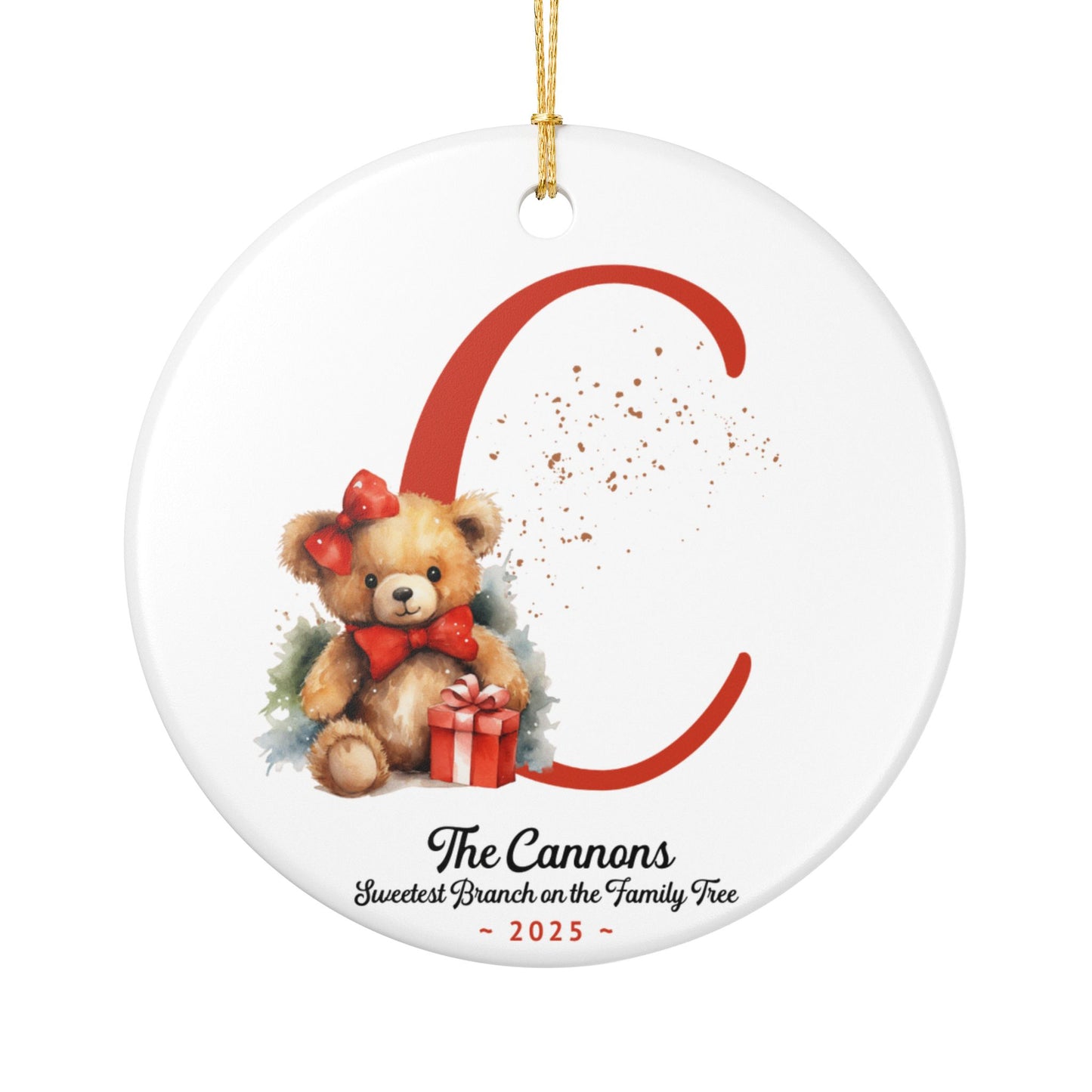 Ceramic Teddy Custom Name Ornament