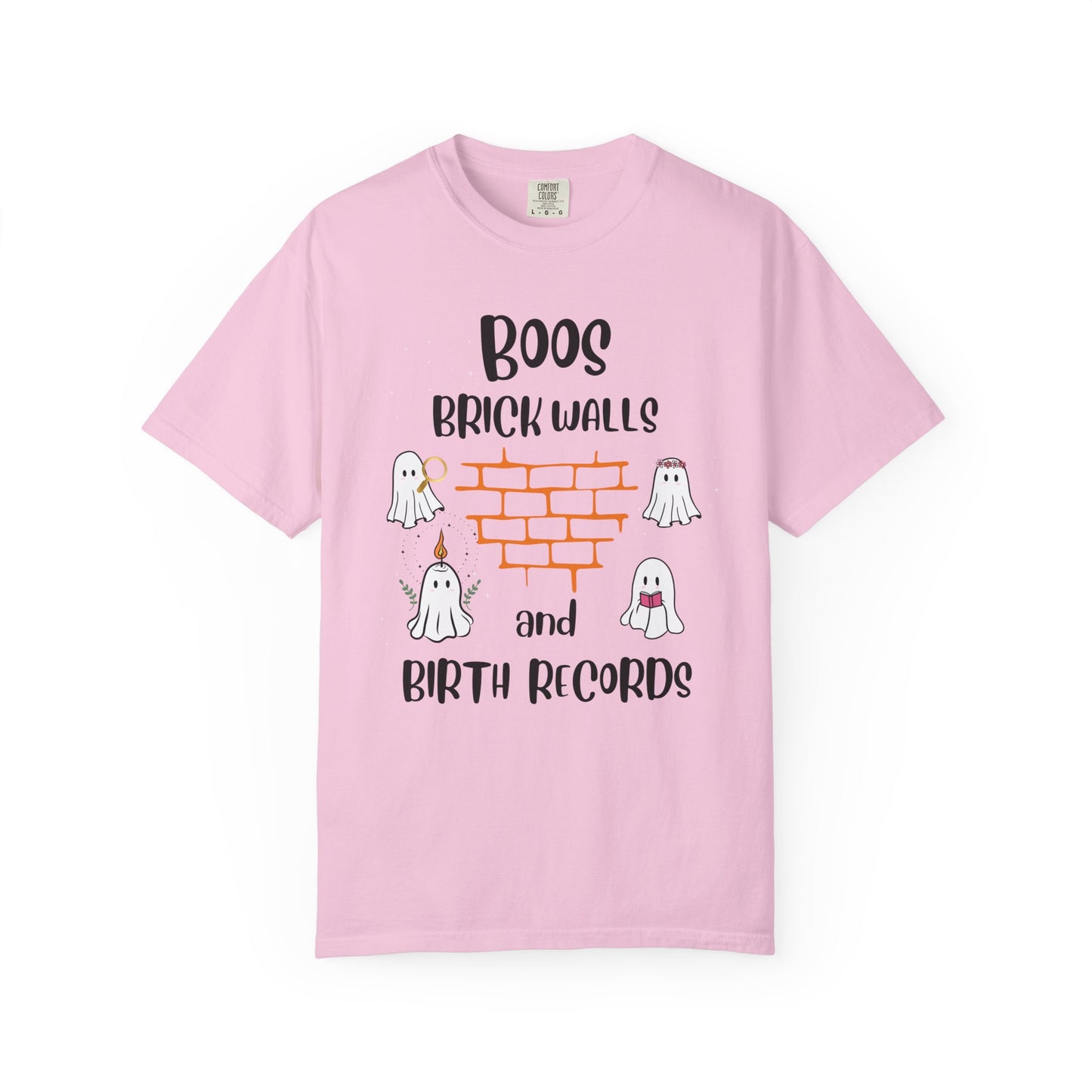 Boos, Brick Walls and Birth Records Halloween Genealogy Shirt