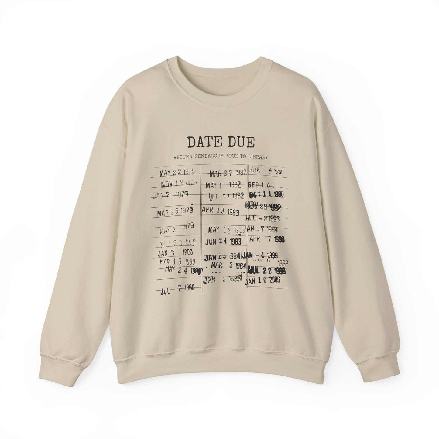 Genealogy Library Card Date Due Genealogy Sweatshirt