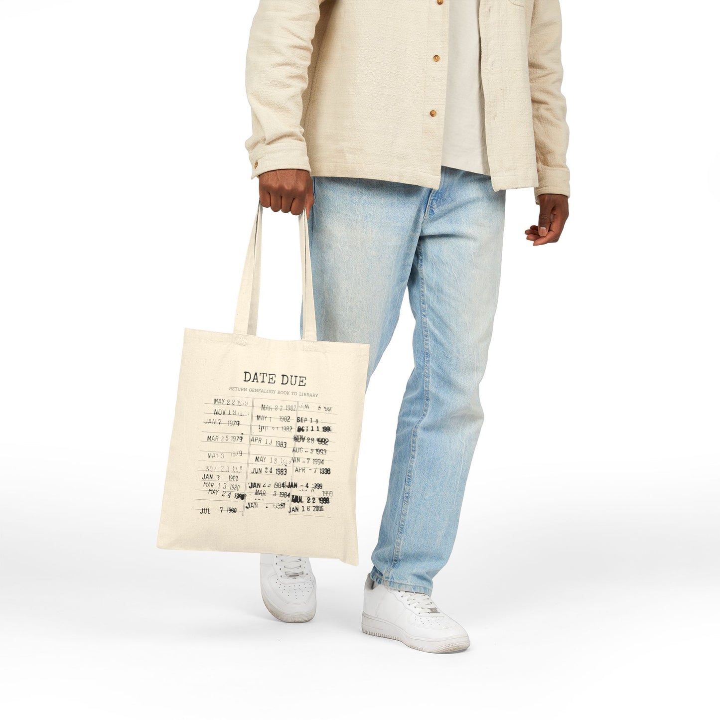 Genealogy Library Card Date Due Tote Bag