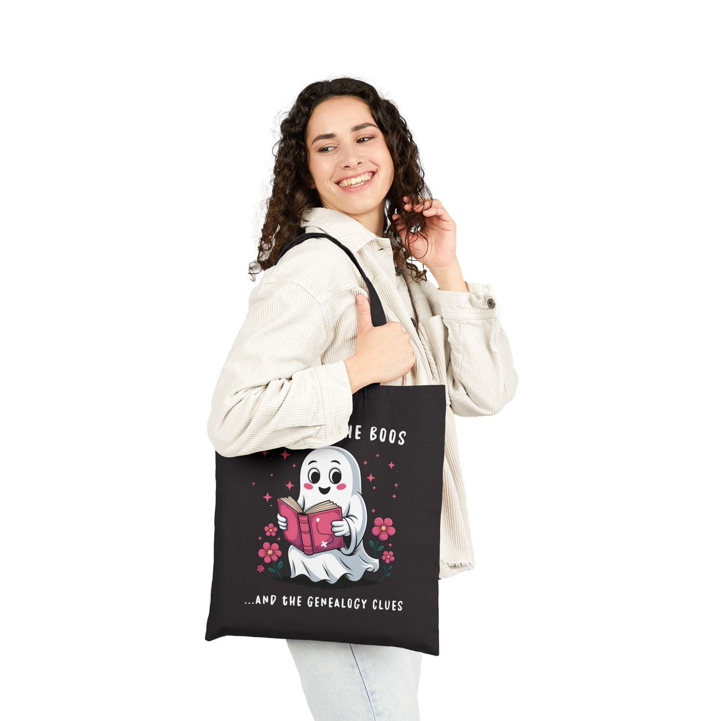Here for the Boos and Family Clues Ghost Tote Bag