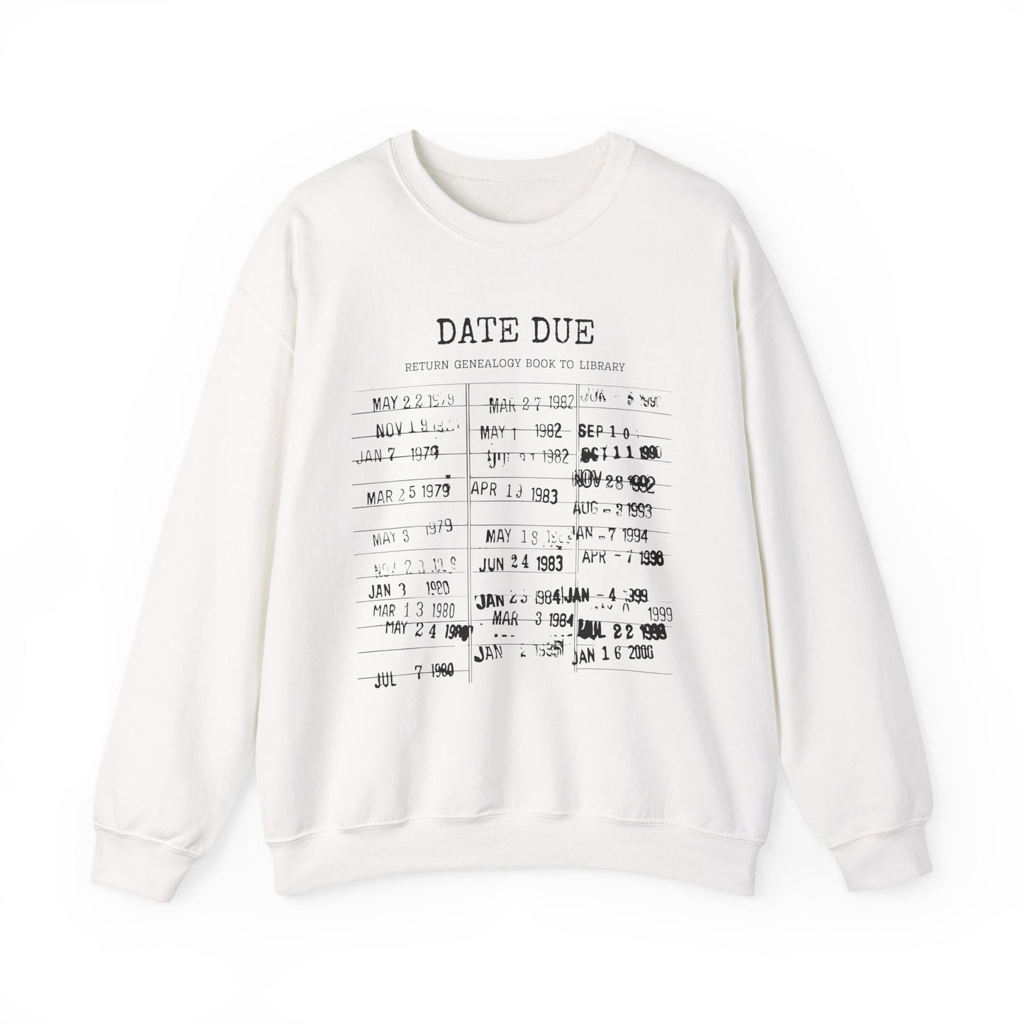 Genealogy Library Card Date Due Genealogy Sweatshirt