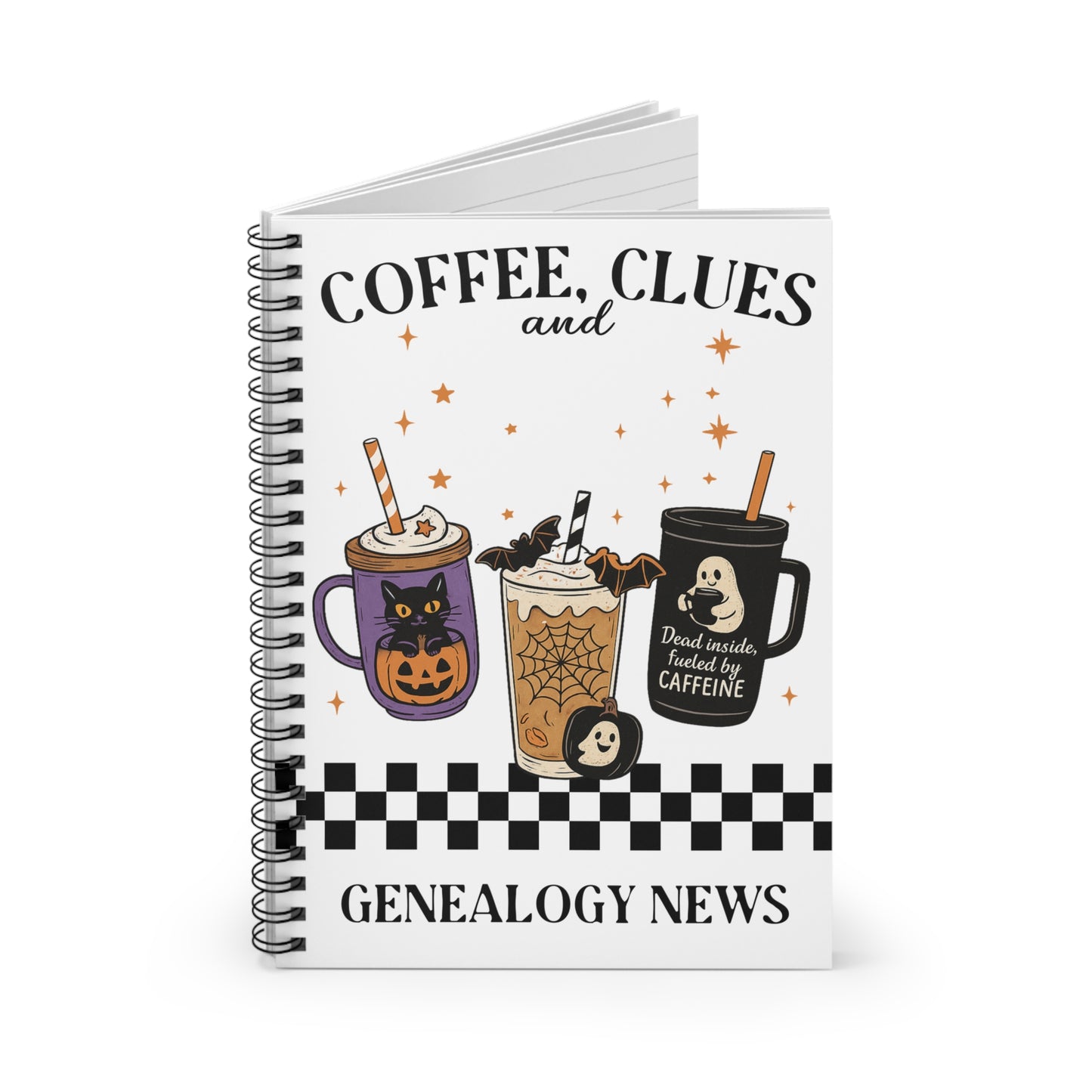 Coffee Clues and Genealogy News Spiral Notebook