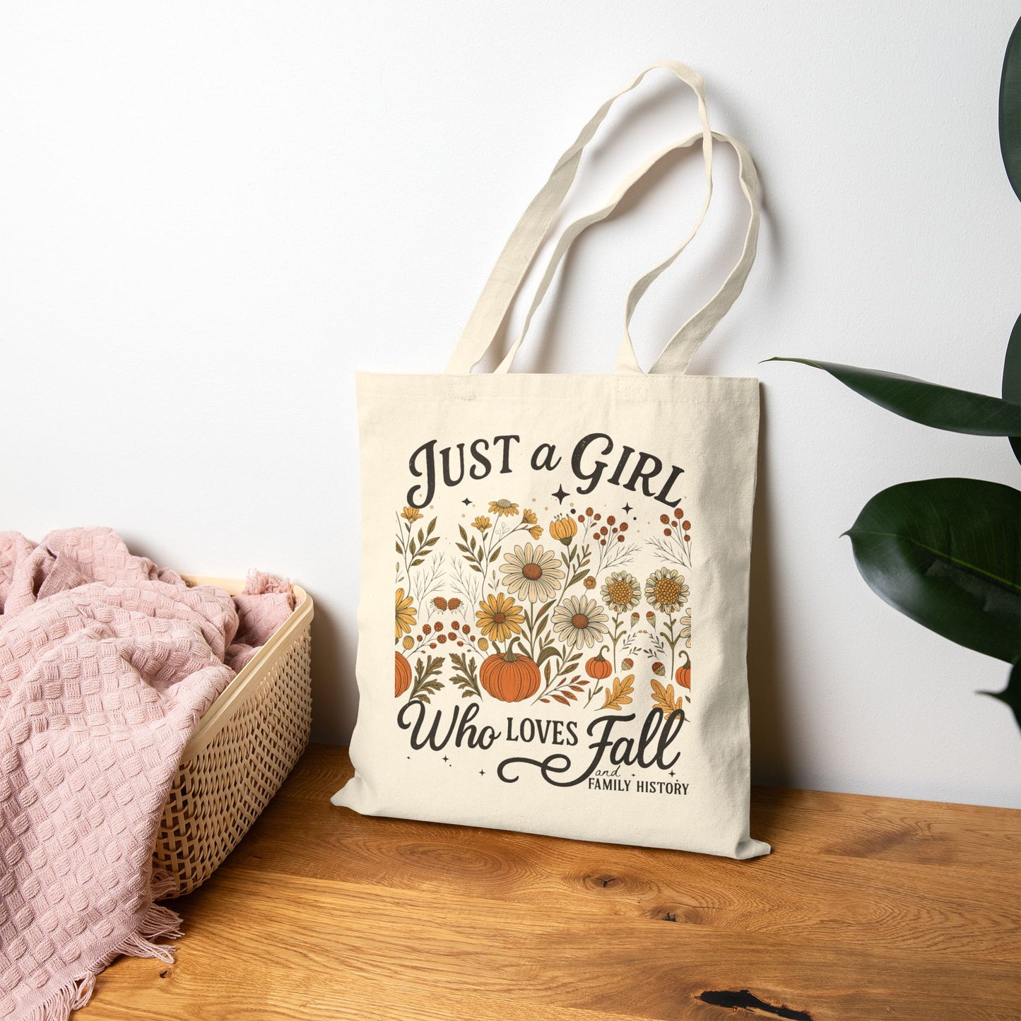Just a Girl Who Loves Fall and Family History Tote Bag