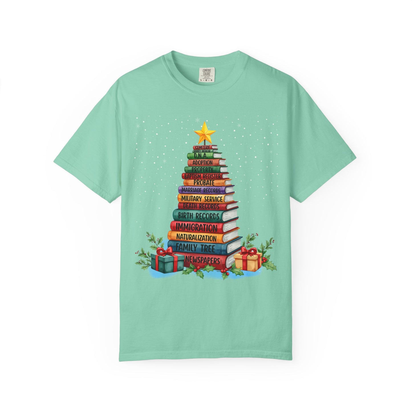 Christmas Book Tree Stack TShirt