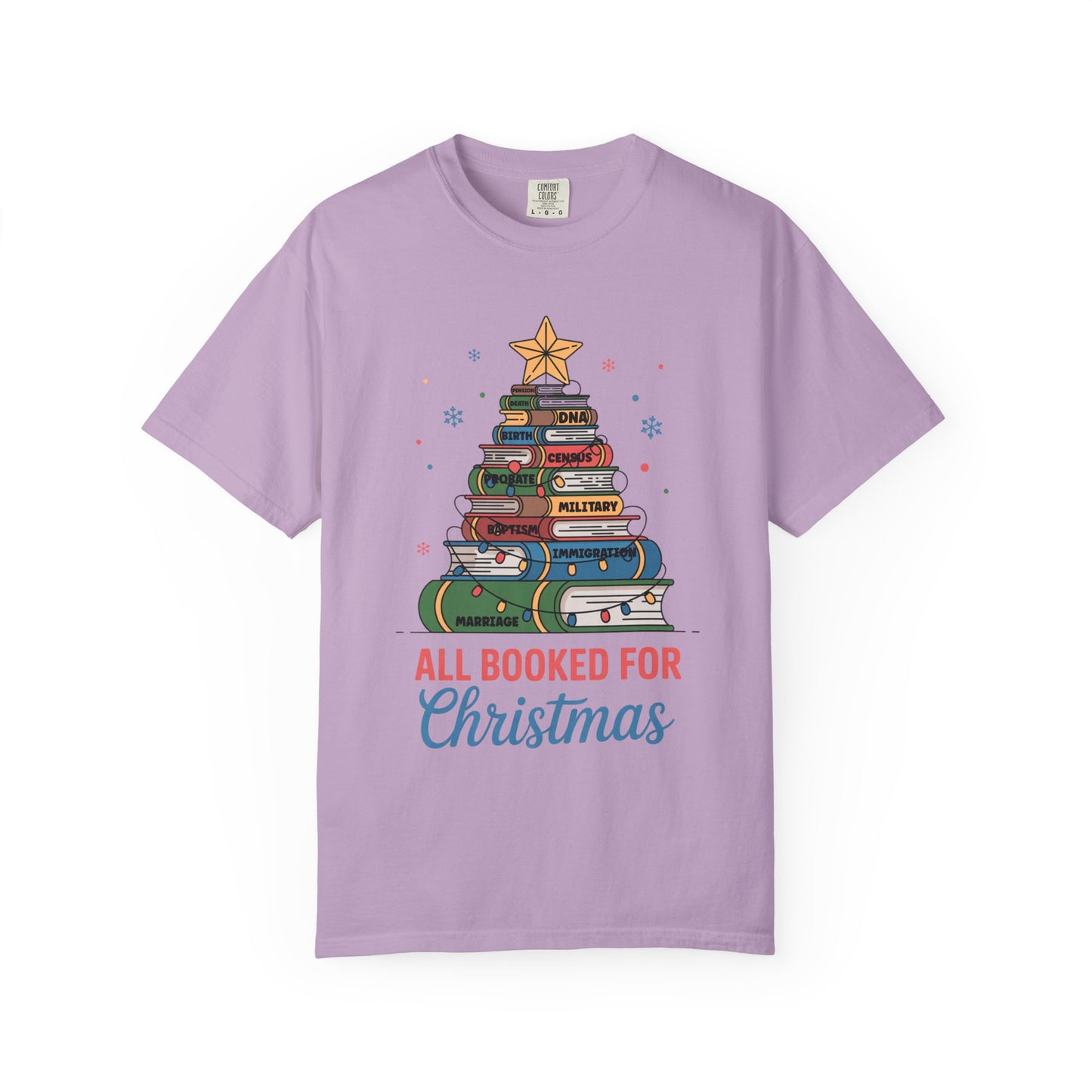 All Booked for Christmas Genealogy T-Shirt