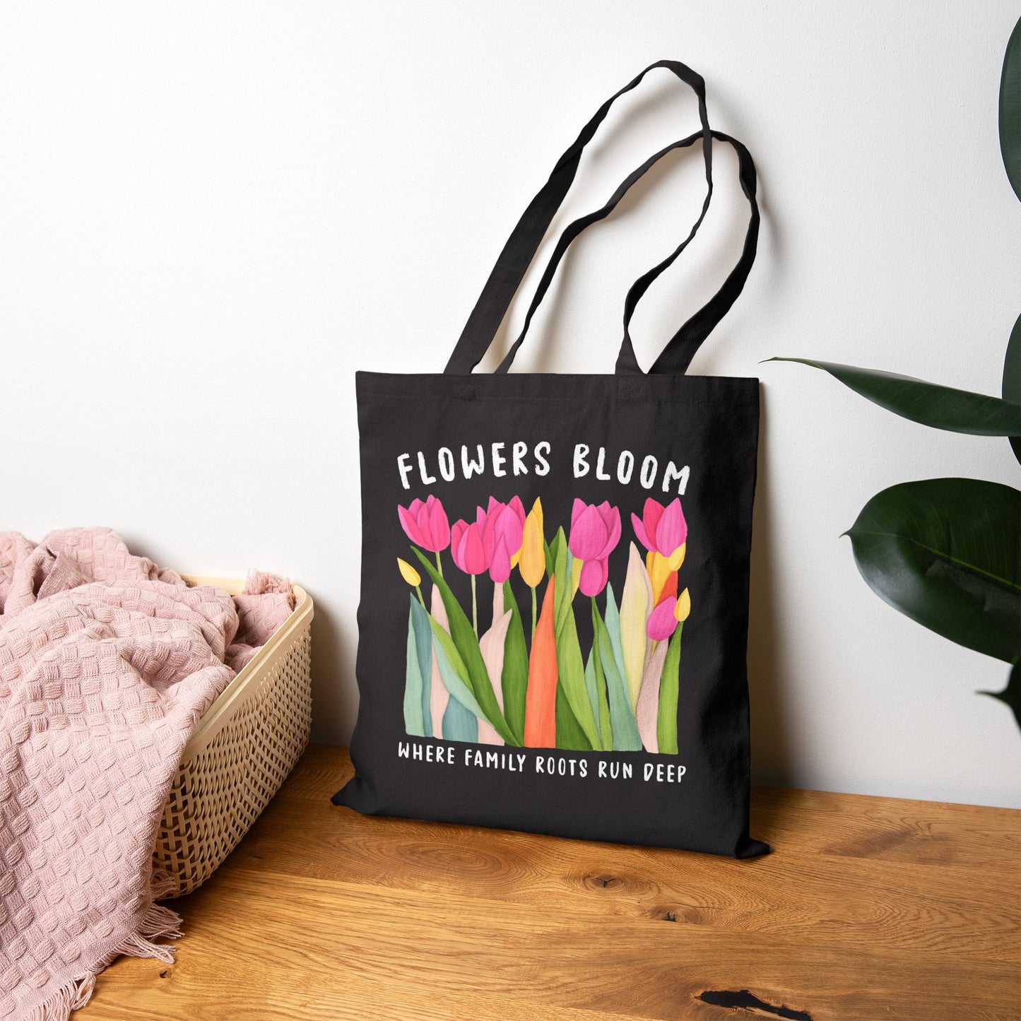 Floral Genealogy Quote Bag