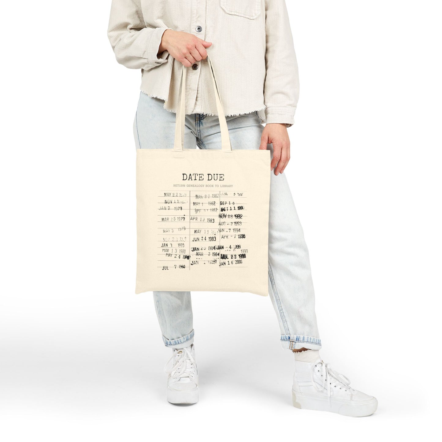 Genealogy Library Card Date Due Tote Bag