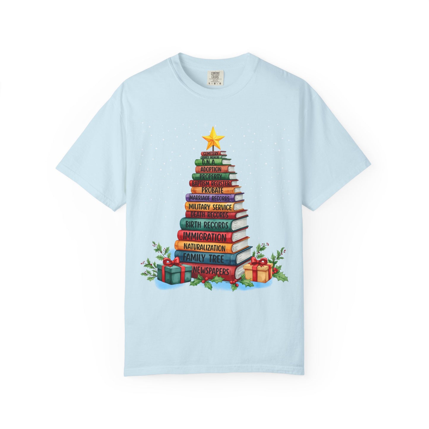 Christmas Book Tree Stack TShirt