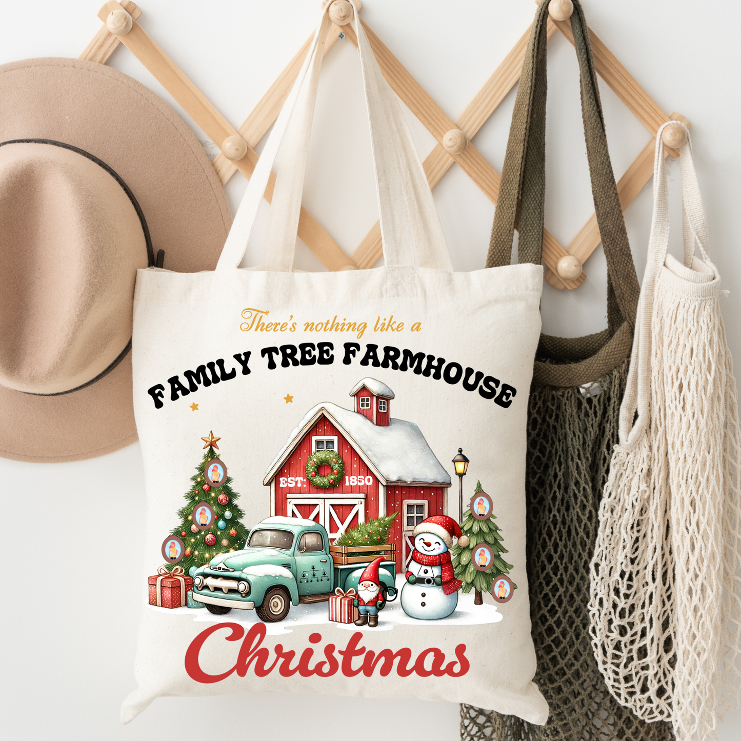 Family Tree Farmhouse Christmas Tote