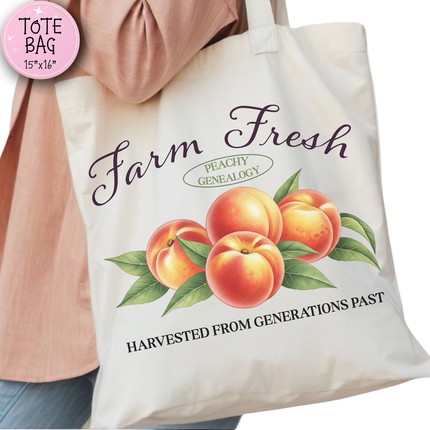 Farm Fresh Peachy Genealogy Tote Bag