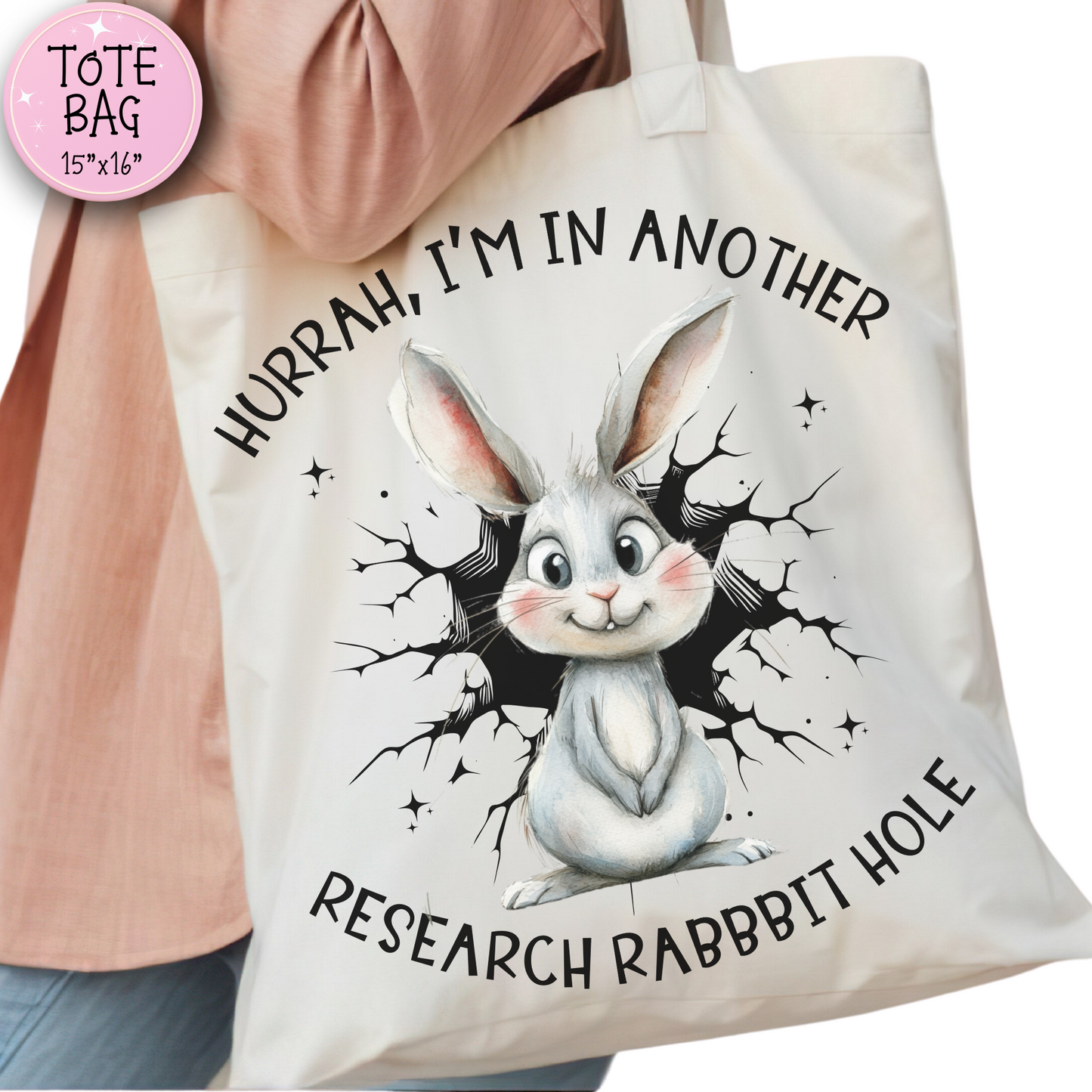 Double-Sided Research Rabbit Hole Tote Bag