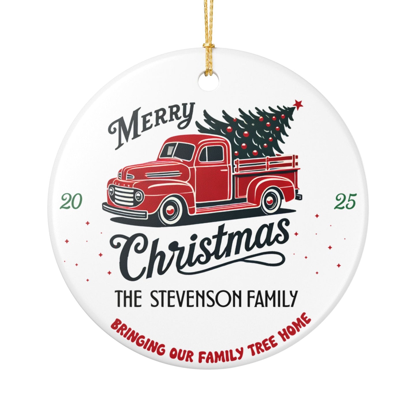 Personalized Vintage Truck Family Christmas Ornament