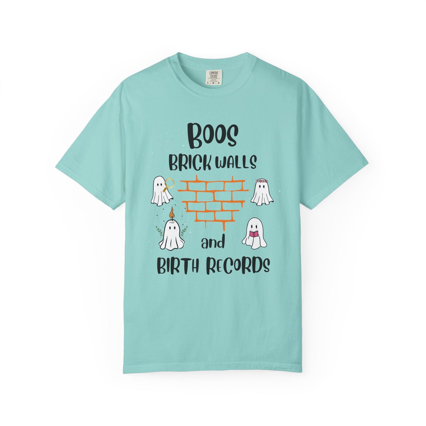 Boos, Brick Walls and Birth Records Halloween Genealogy Shirt