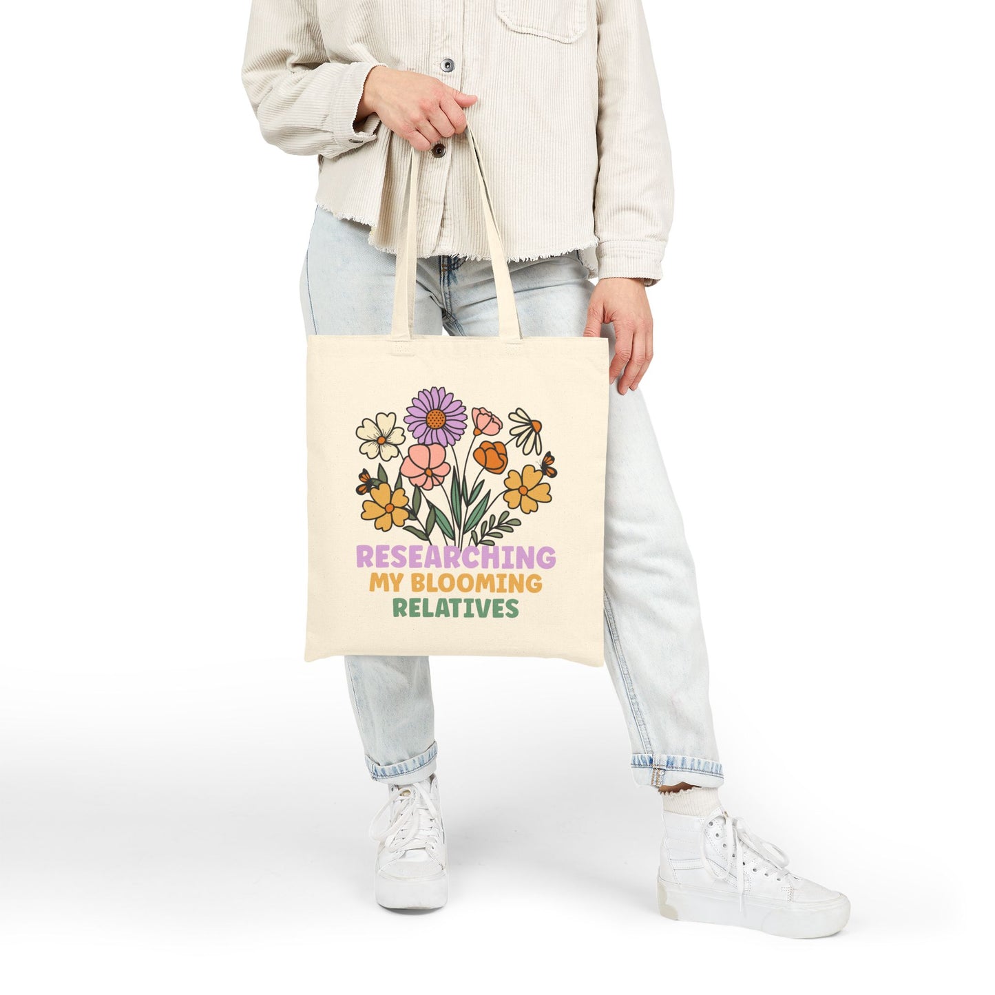 Researching My Blooming Relatives Funny Genealogy Tote Bag
