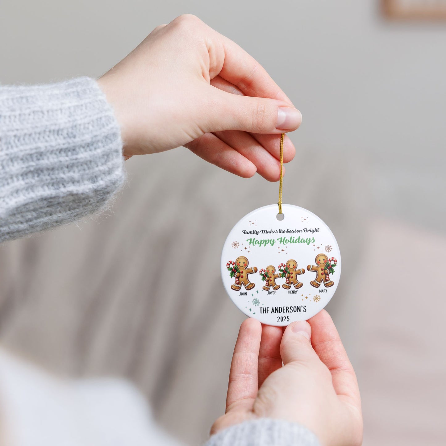 Personalized Gingerbread Family Christmas Ornament