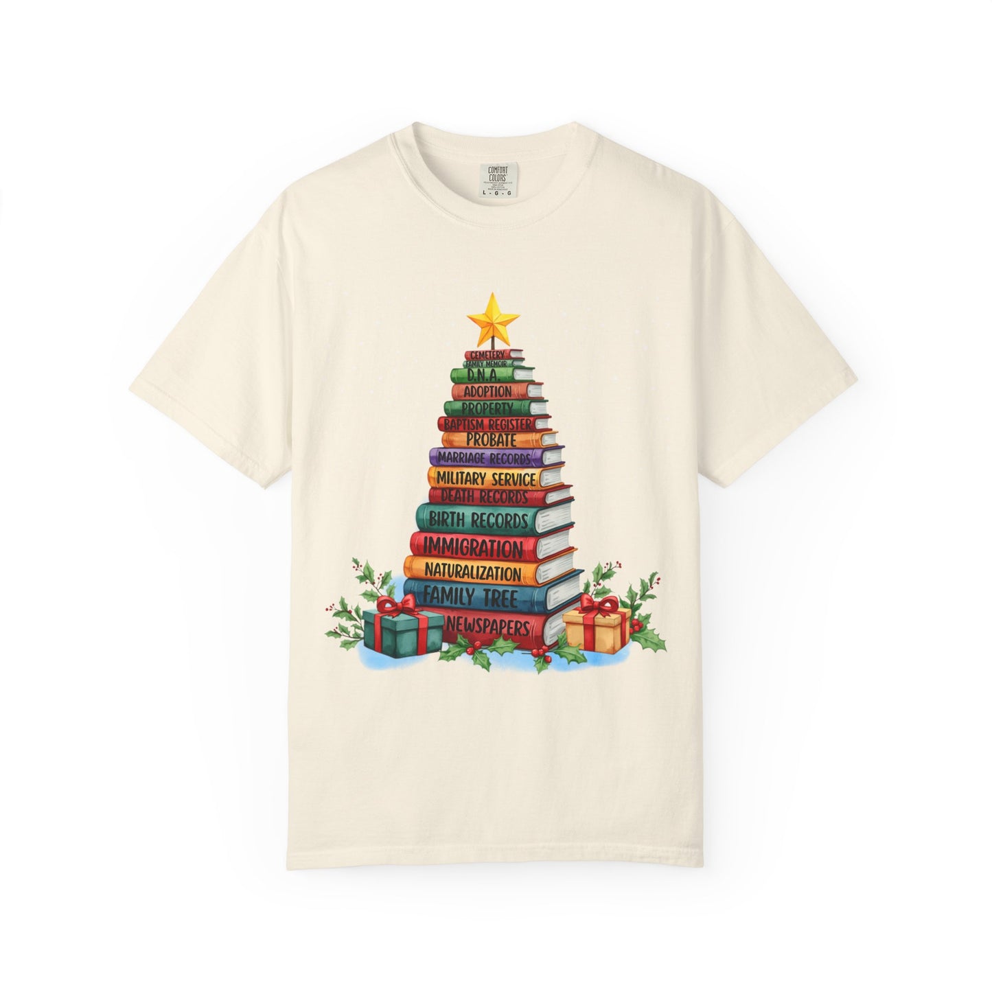 Christmas Book Tree Stack TShirt
