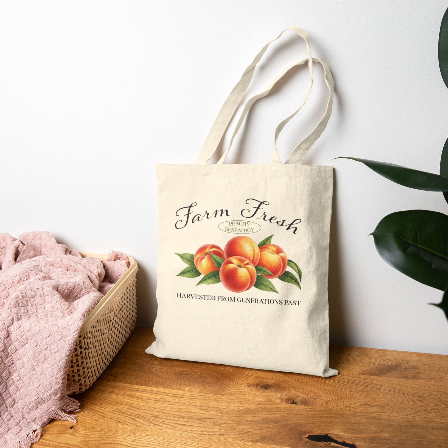 Farm Fresh Peachy Genealogy Tote Bag