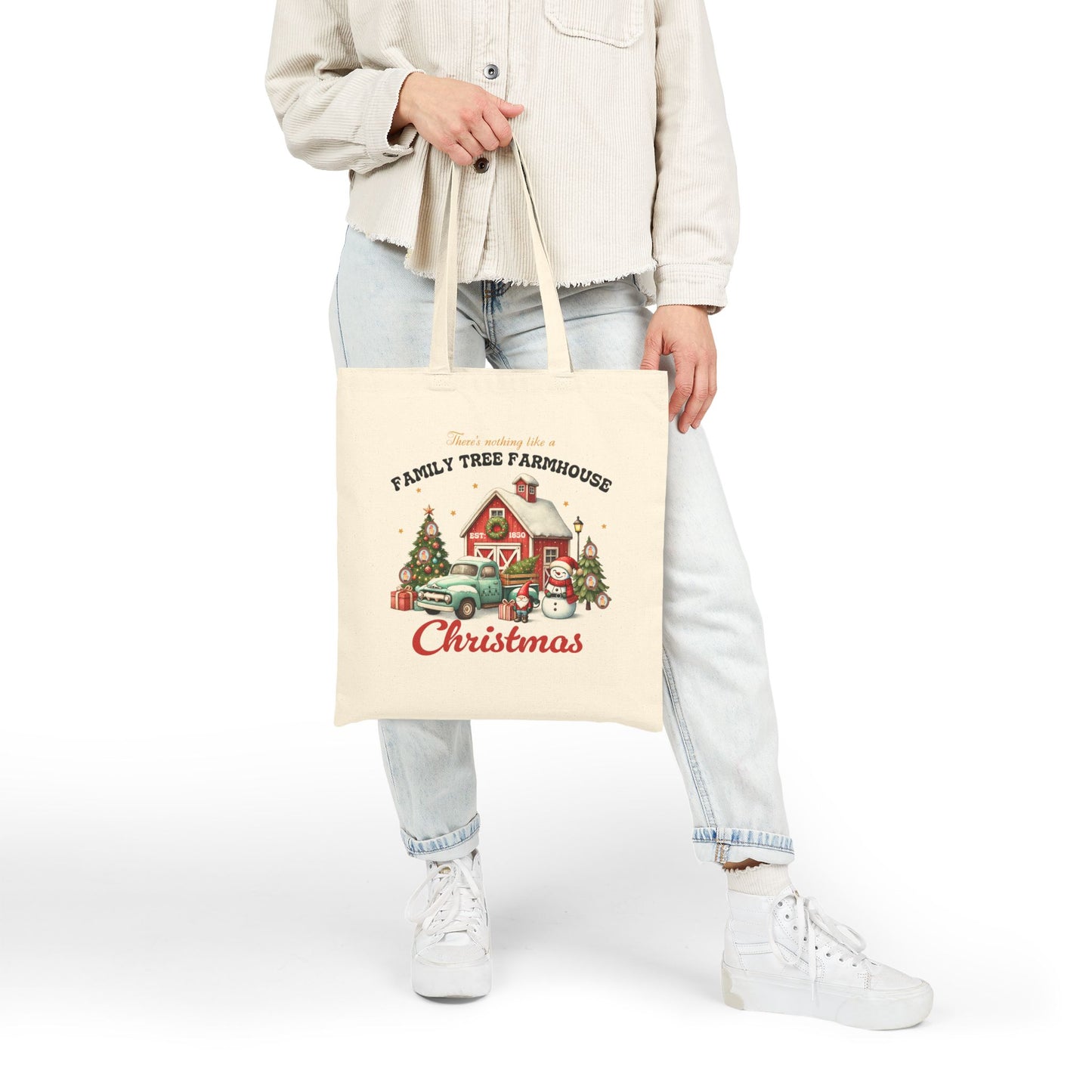 Family Tree Farmhouse Christmas Tote