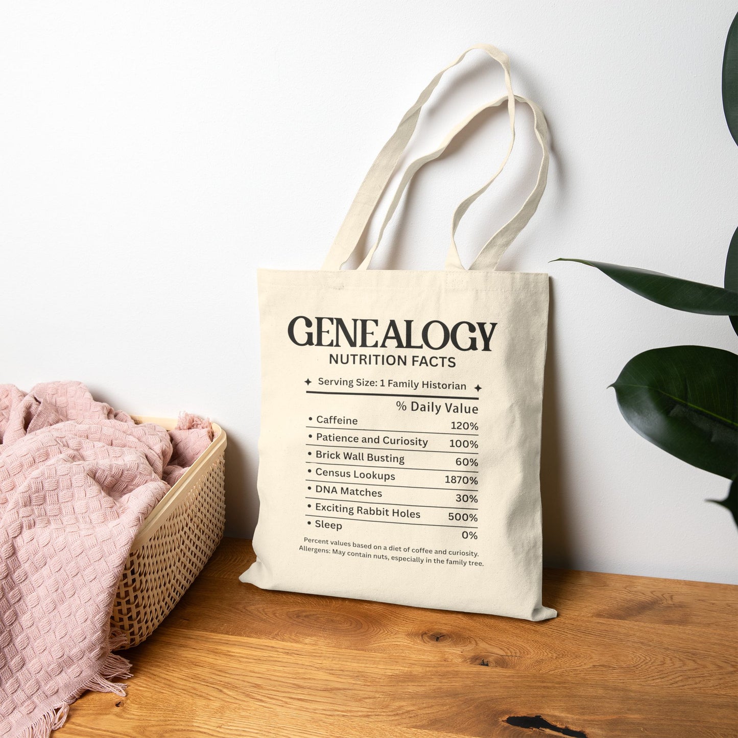 Genealogy Nutrition Facts Tote Bag